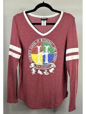 Harry Potter Hogwarts Long Sleeve V-Neck T-Shirt Women’s Medium G (11/13)